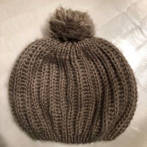 Taupe colored Pom beanie